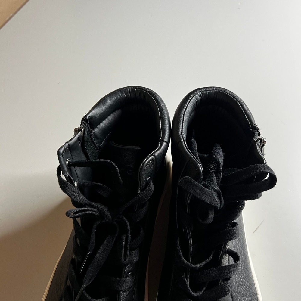 UGG Olive High Top Sneakers Black Leather Side Zip Platform 1104068 Womens 8 - Picture 3 of 10